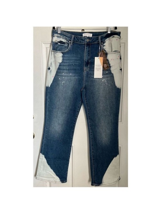 Risen Jeans Denim - Risen Bleach Accent High Rise Jeans (2XL)